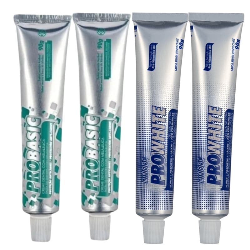 Kit  C/2 Cremes  Dentais  Sem Flúor + 2 Creme Dental Hinode Com Flúor + Nota