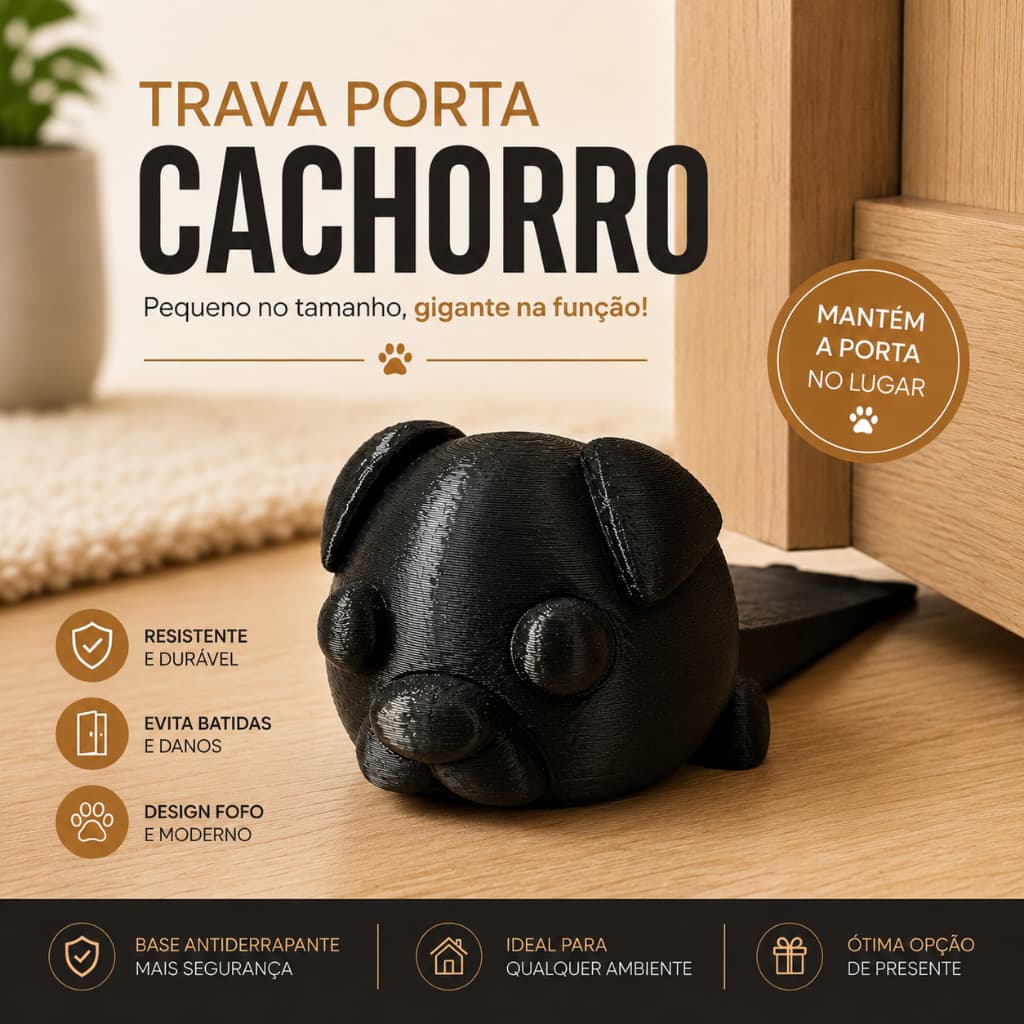 Trava Porta Cachorro Decorativo Peso de Porta Protetor Parede Quarto Sala Escritório Presente