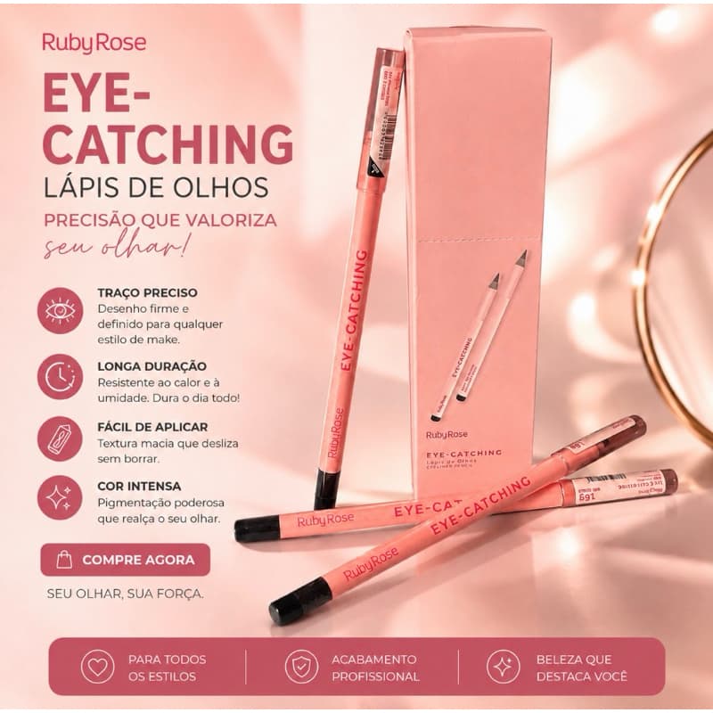 Lápis de Olho Preto Ruby Rose Eye Catching Definição e Precisão