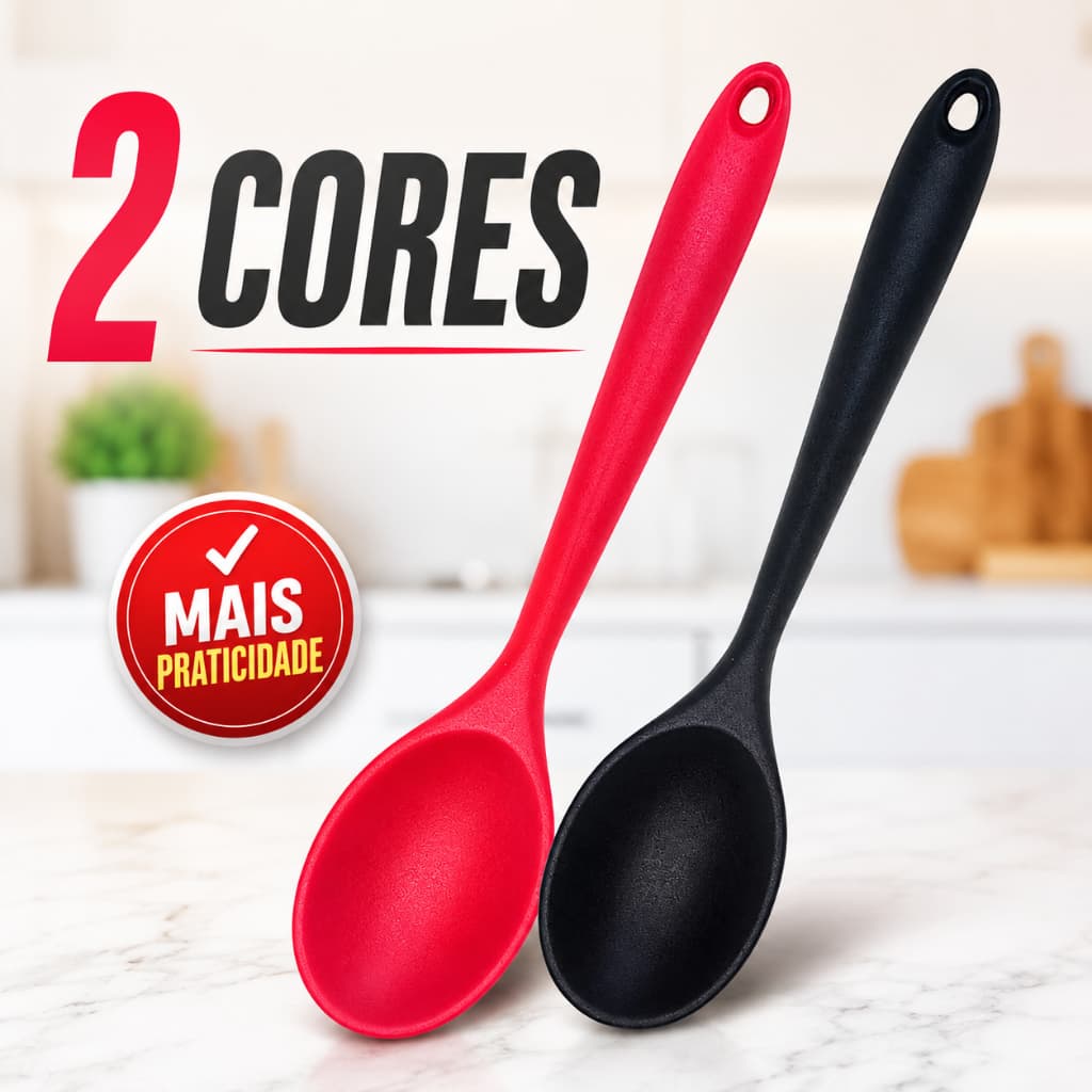 Colheres Silicone 27Cm Resistente Calor Utensílio Flexível Alta Qualidade Cozinha Sem Riscos Macia