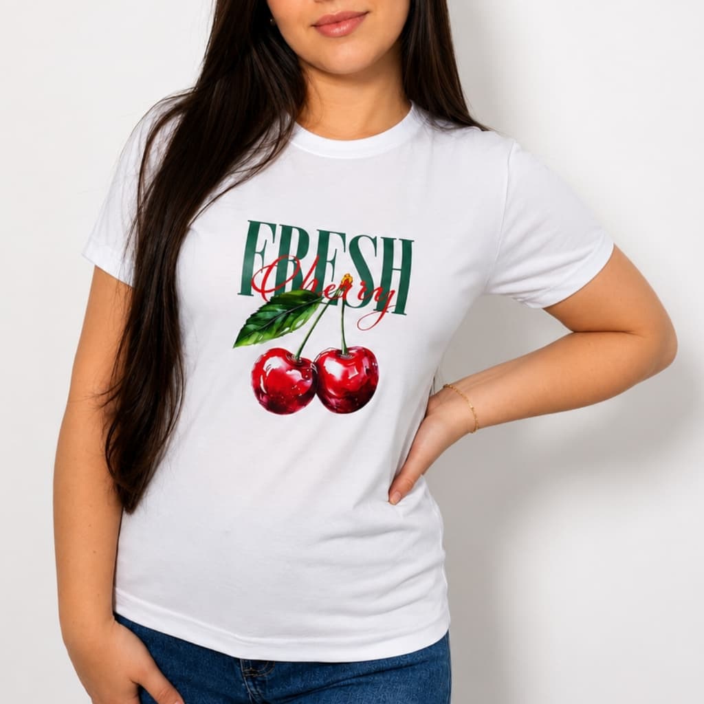Camiseta T-shirt Feminina Baby Look 100% Algodão Corfortável Zero Transparência Casual Estampa FRESH Viral