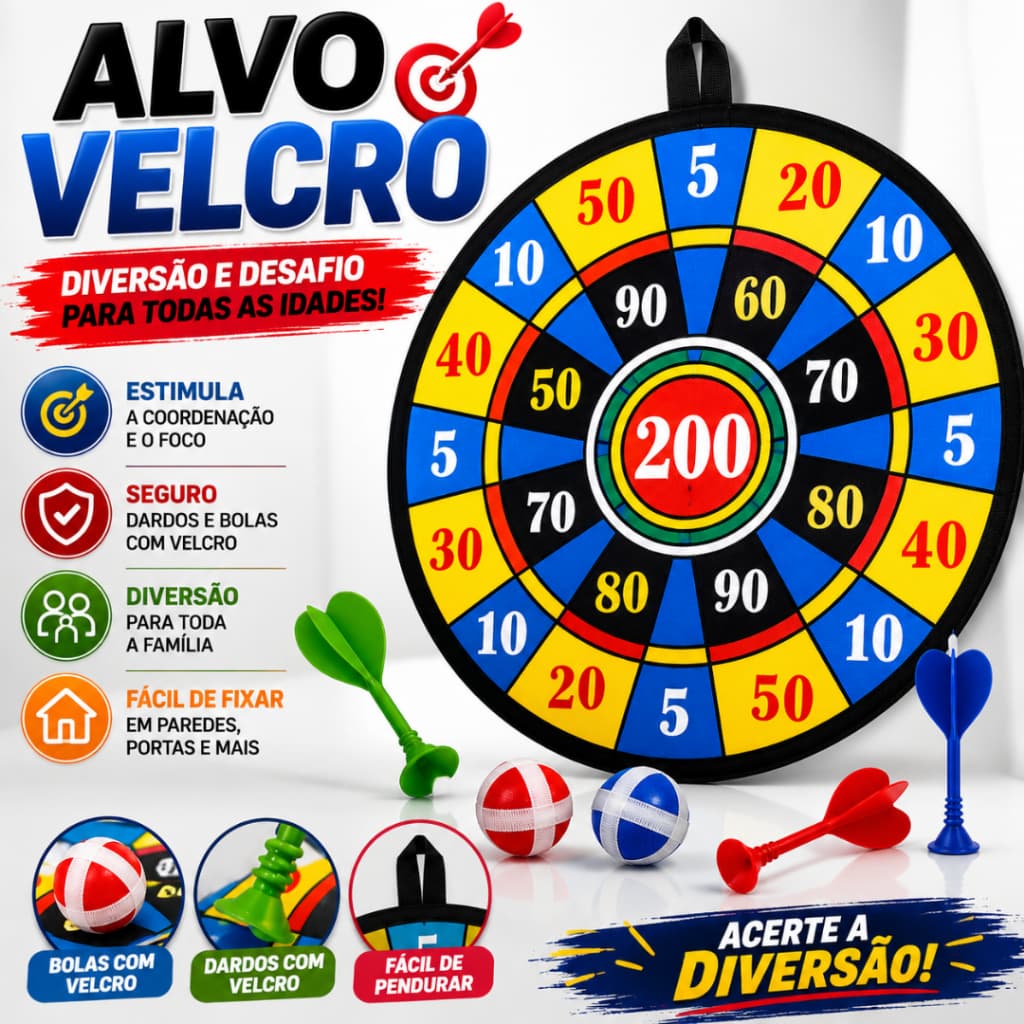 Tiro Ao Alvo Tecido Velcro Bolinha Jogo Brinquedo Criança Jogo de Dardos Infantil