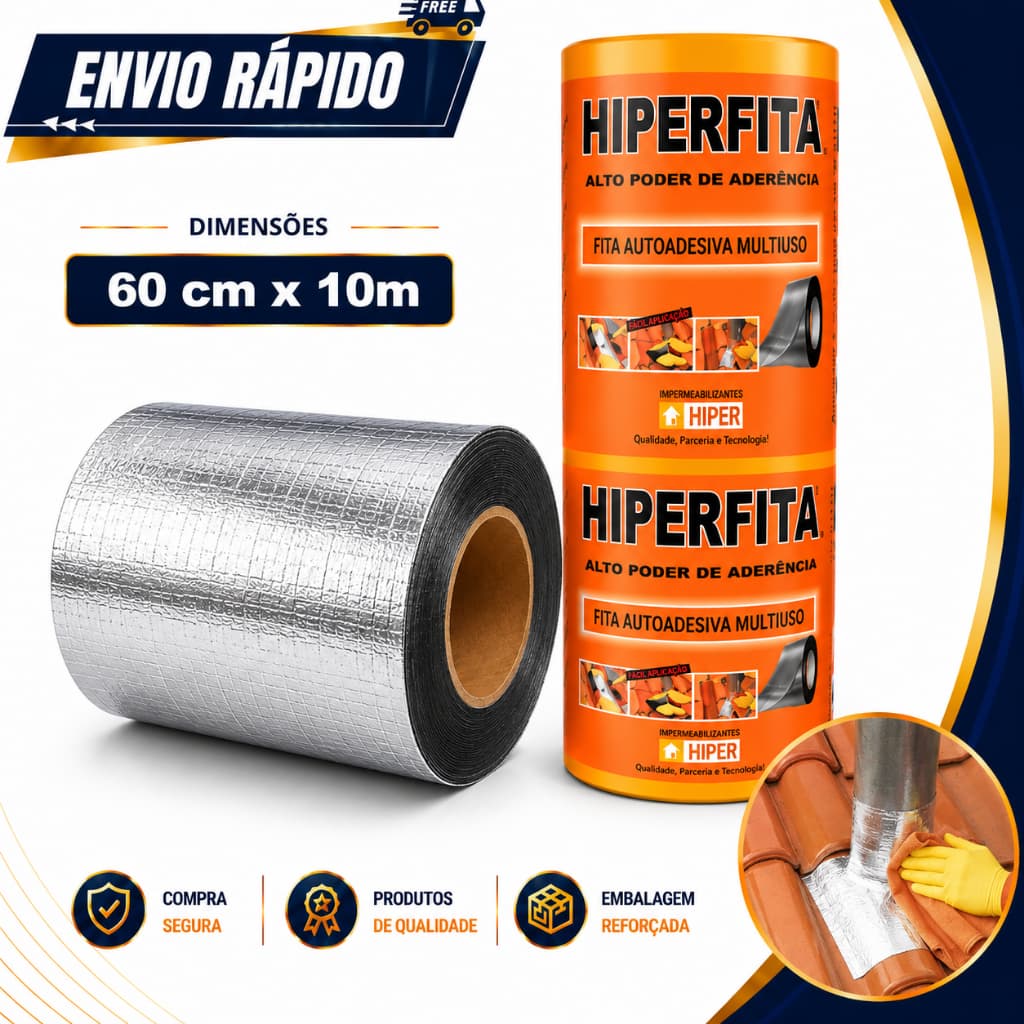 Mantas Asfálticas Autoadesivas 60cm x 10m Impermeável Reparo Telhado Calha Rufo