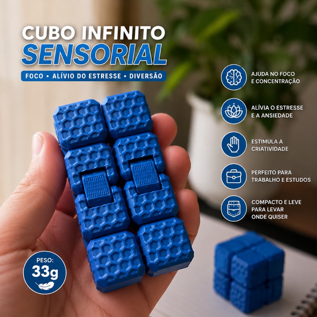 Cubo Infinito Sensorial Anti Estresse Fidget Toy Dobrável Relaxante