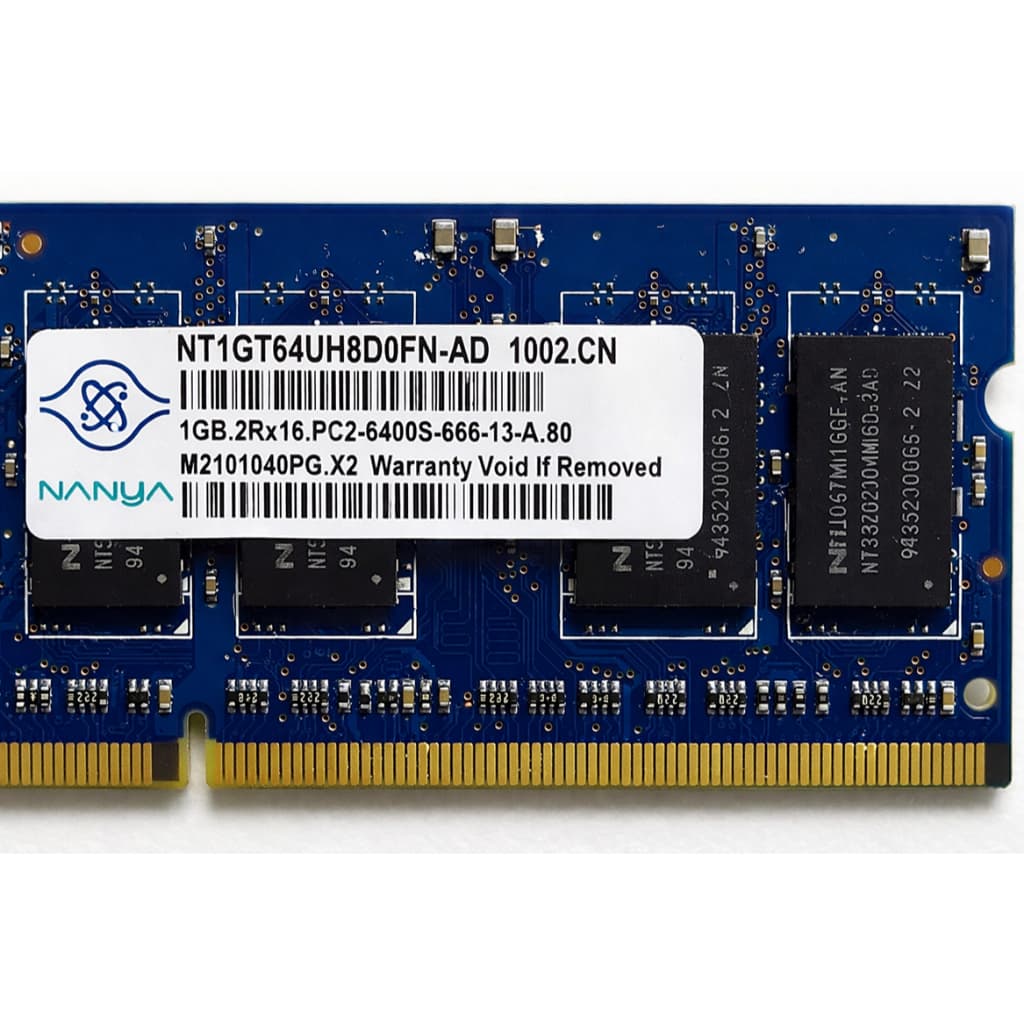 Memória RAM Original Nanya Azul 1 GB DDR2 PC2-6400S 800 MHz para Notebook Laptop All-In-One PC