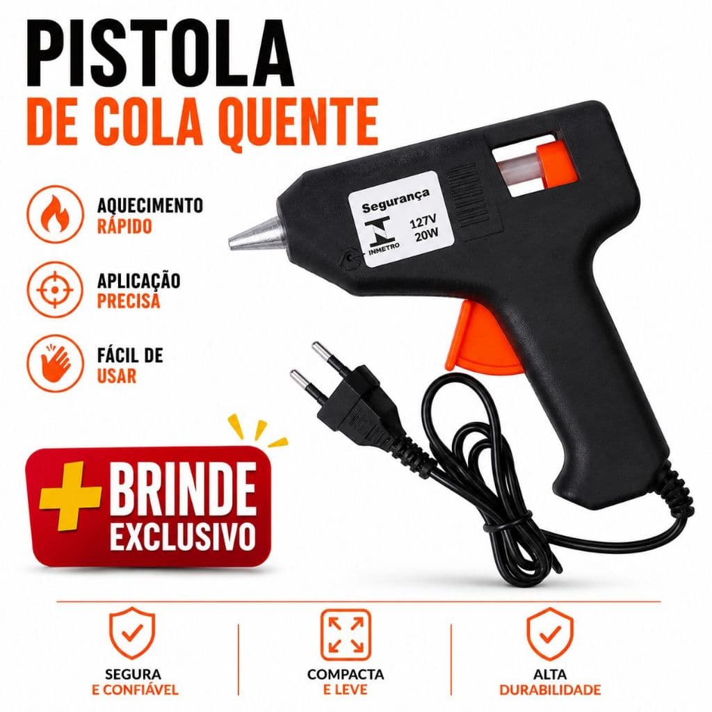 Pistola De Cola Quente Bivolt 10w  (110v e 220v) Profissional Artesanato Escolar Escritório