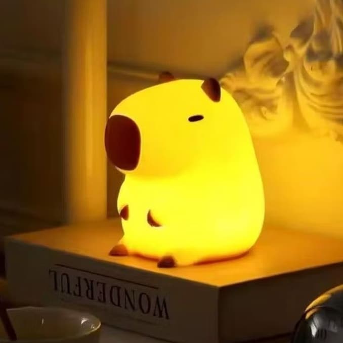 Luminária Capivara LED Silicones Fofo Abajur Infantil Quarto Decorativo
