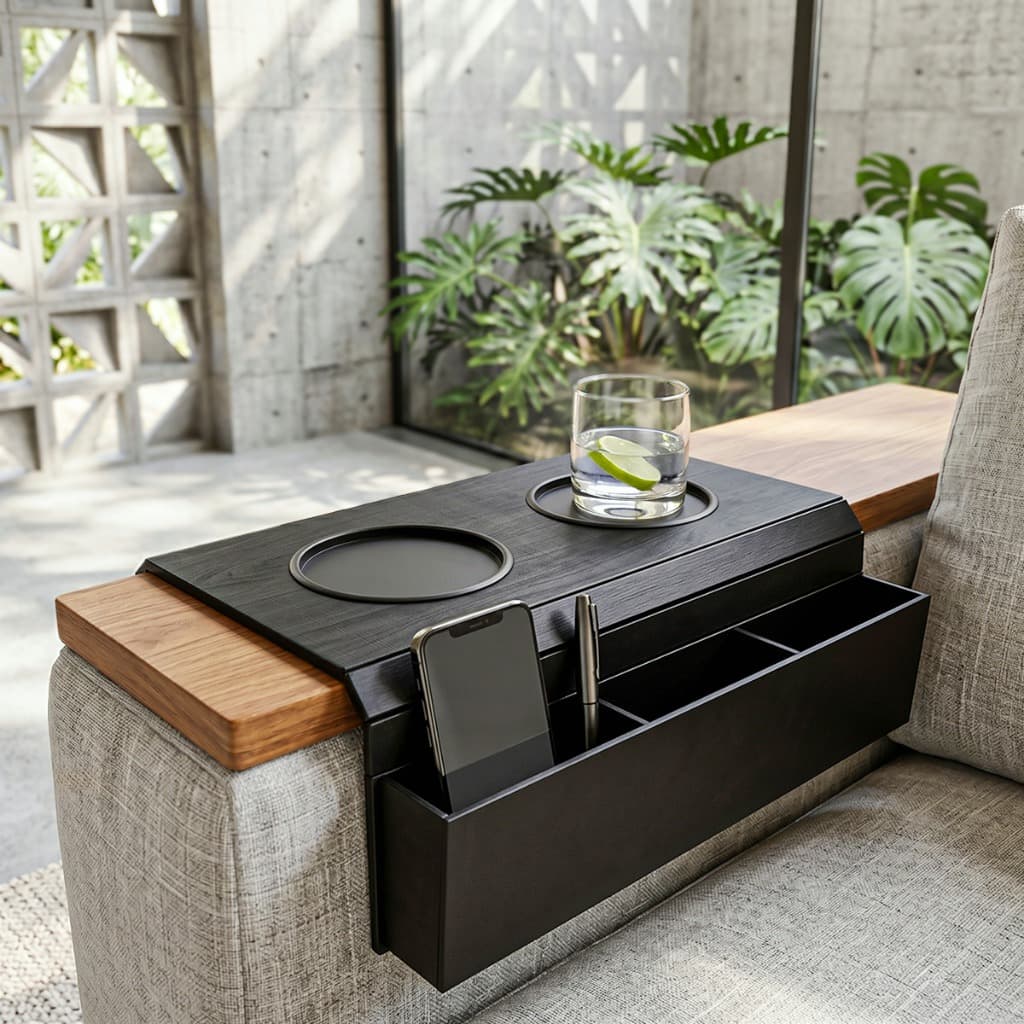 Suporte Porta Copo Sofa Kit 2 Esteira Mdf Decoração Sala