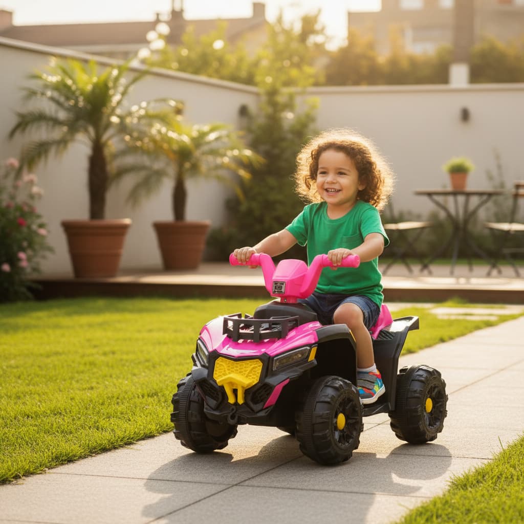 Quadriciclo Infantil Elétrico Rosa Diversão Segurança Mobilidade Moderno Crianças Andador/ Passeio /Carrinho Infantil