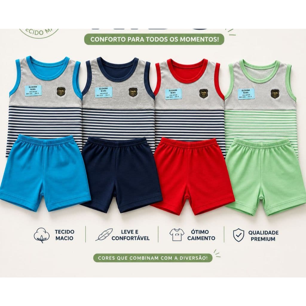 ELOHIM KIDS. CONJUNTO MASCULINO REGATA INFANTIL