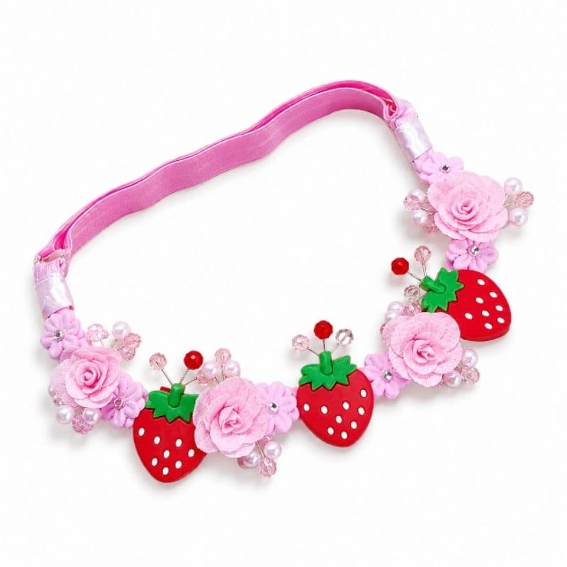 laços de cabelo infantil menina tiara bebê morango luxo rosa