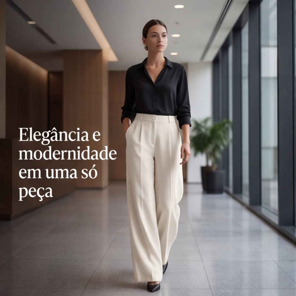 Calça Pantalona Feminina Linho Calça Social Com Bolsos  Elegante Diversas Cores