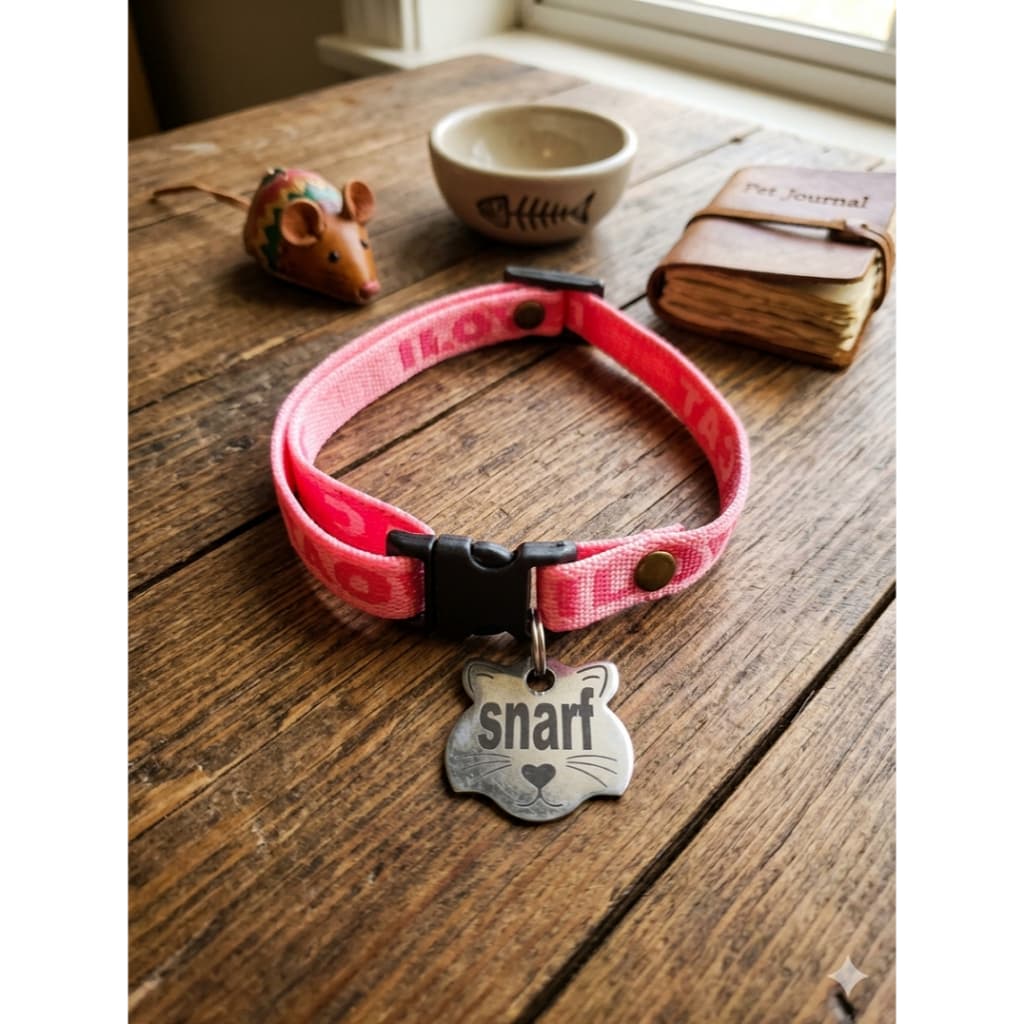 Coleira com Identificação Pet Pingente com fecho encaixe para gato Cachorro Plaquinha Personalizada elastica nao apaga 6