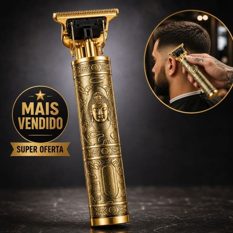 Máquina Cortar Cabelo Profissional Corpo Alumínio Lâmina Inox 1200mAh Sem Fio USB Vintage
