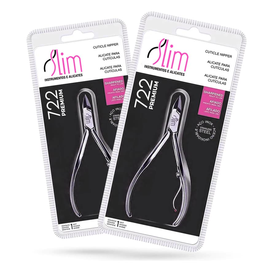 Kit 2 Alicates De Cuticula Slim 722 Profissional Em Aço Inox