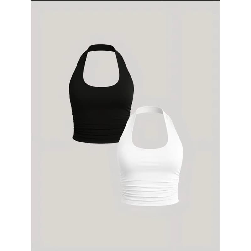 2 Cropped Frente Única Costas Nuas Feminino Moda Blogueira Verão Tendência