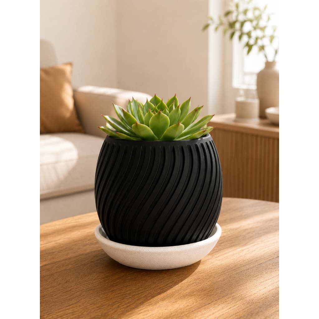 Vaso Cachepô Decorativo com Bandeja para Suculentas e Plantas – Diversas Cores e Kit