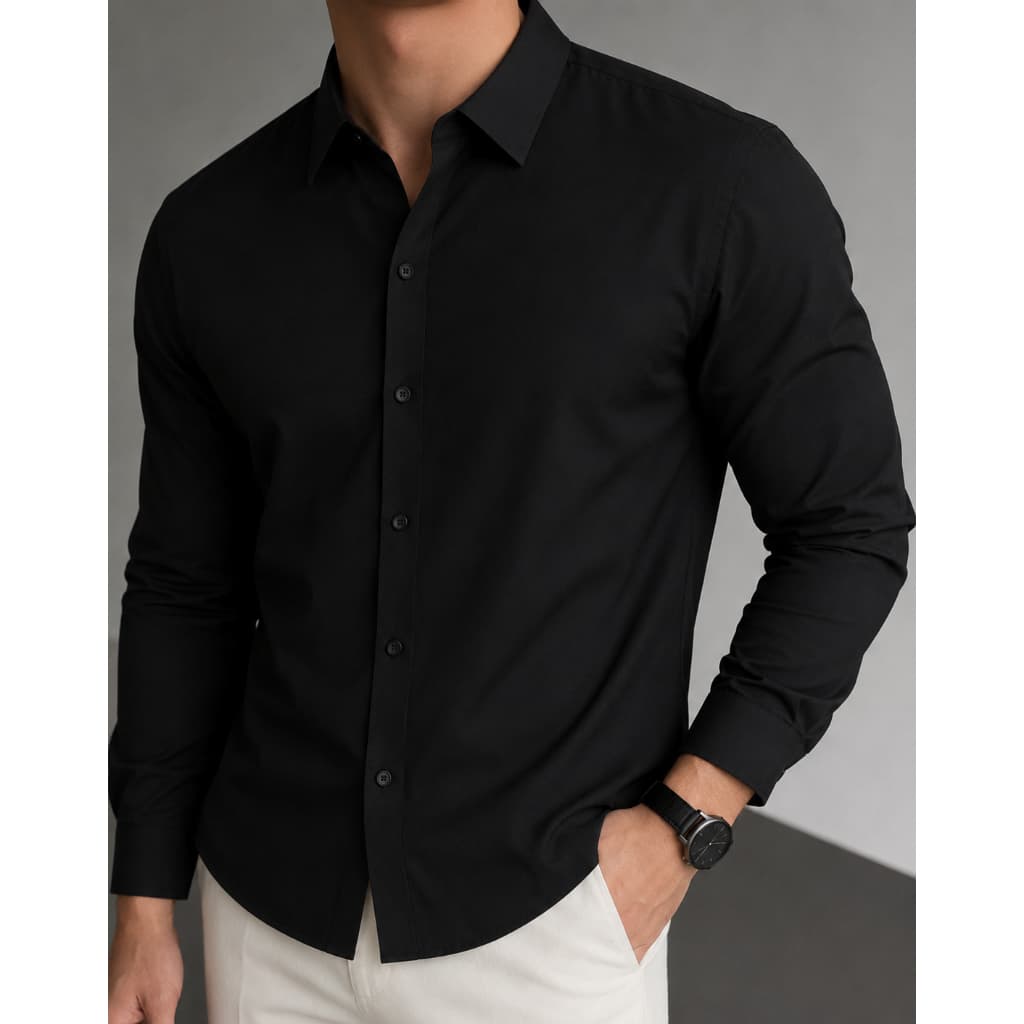 Camisa Social De Botão Masculina Manga Longa Slim Fit Luxo Varia Cores