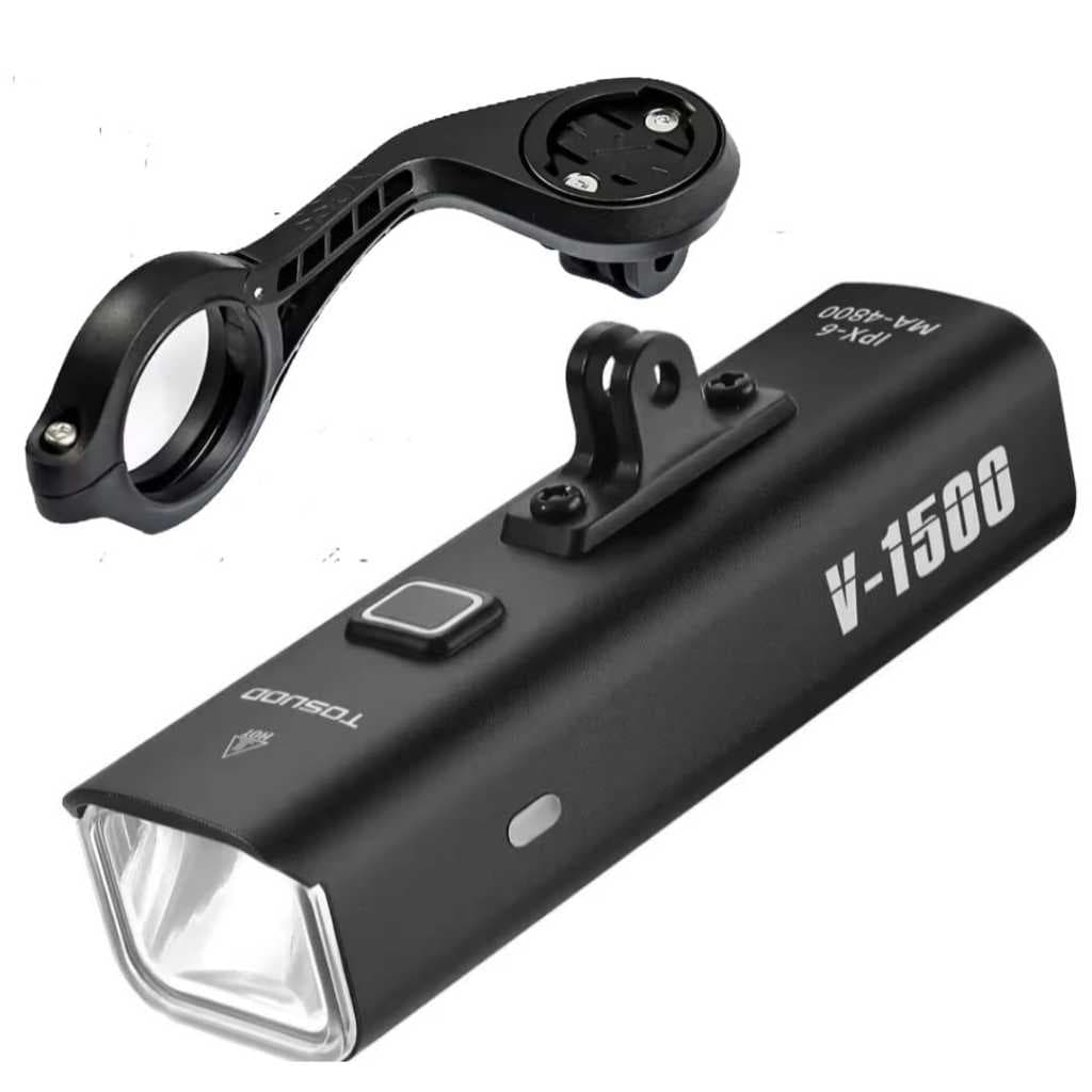 TOSUOD Farol de bicicleta 1500 lúmens mais Suporte Frontal 4800mAh IPX6 Classificação à prova d'água 4 modos Farol