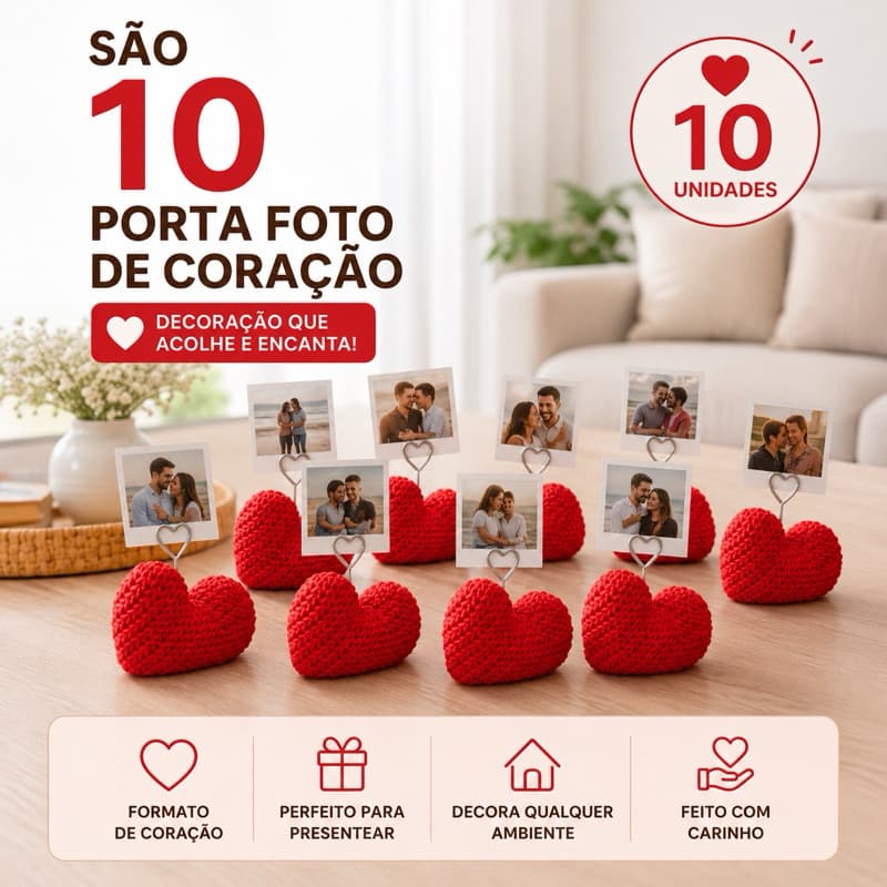 Porta Foto Polaroid Coração Decorativo | Suporte para Fotos Instantâneas