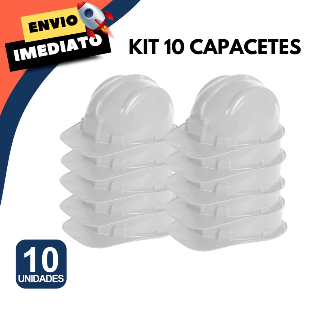 Kit 10 Capacetes Segurança Obra Construção Master I Aba Frontal Com Jugular EPI Profissional