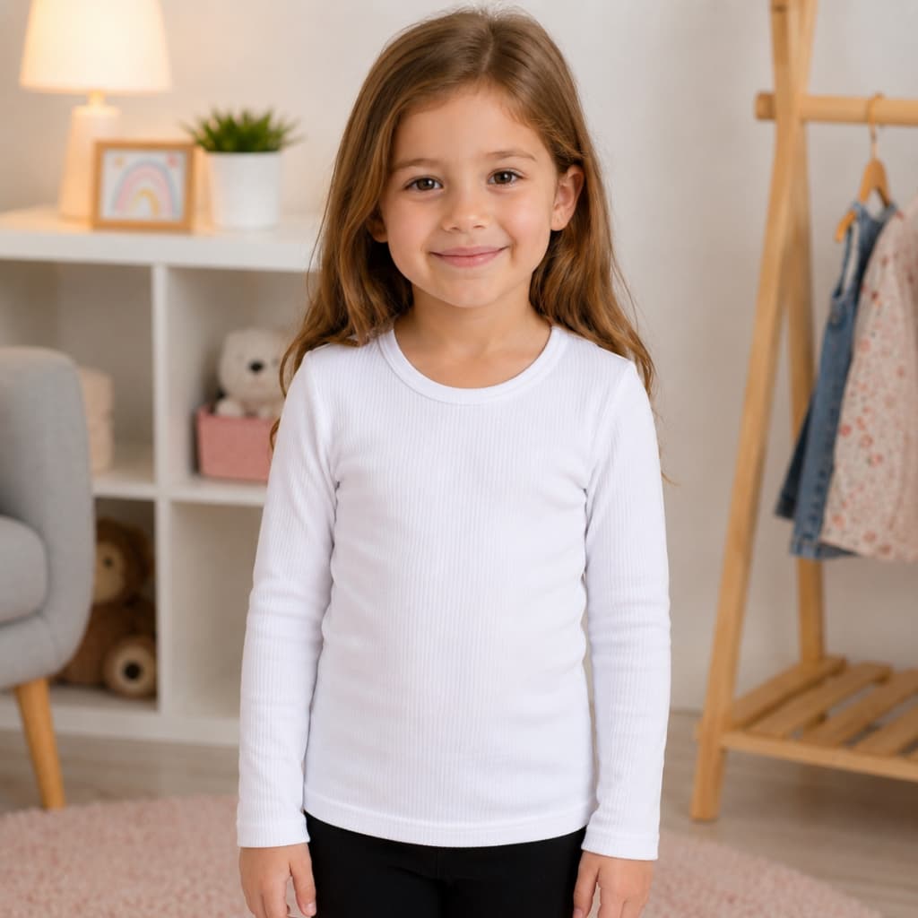 Camiseta Segunda Pele Flanelada Infantil Feminina Inverno