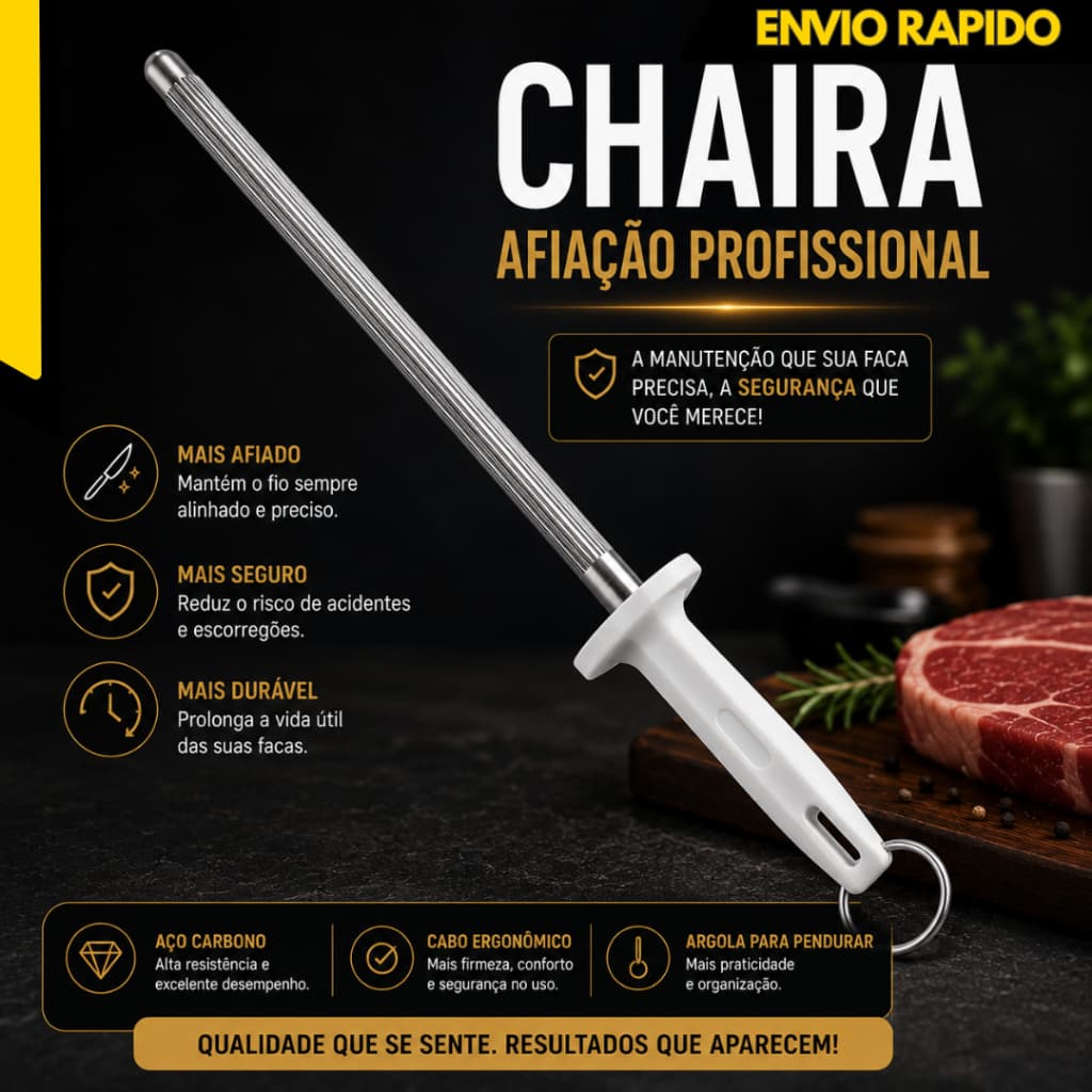 1, 2 ou 3 un  - Chaira Estriada Profissional 38cm Fuzil Afiador E Amolador De Facas