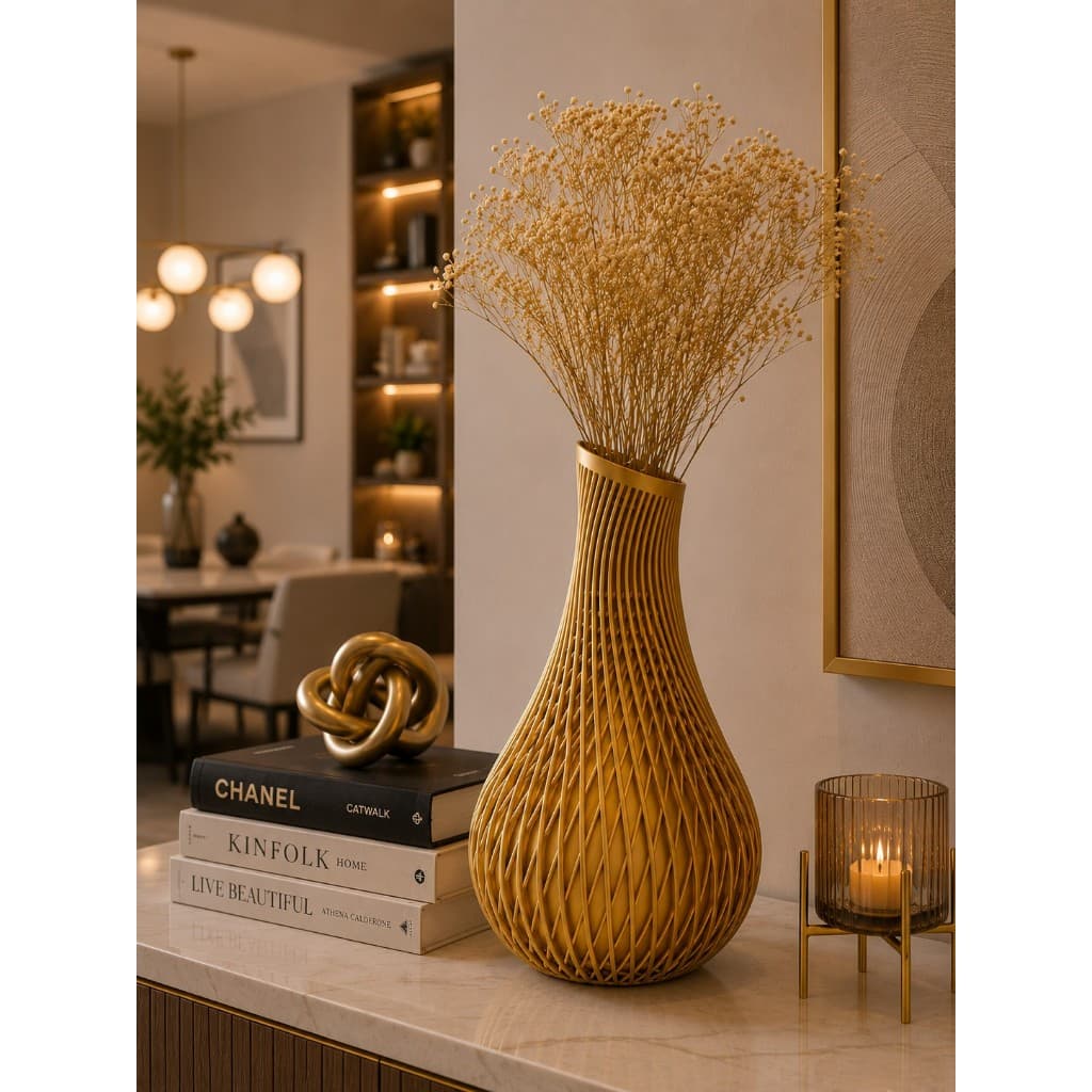 Vaso Decorativo em Espiral Moderno Impresso em 3D para Sala, Quarto, Escritório e Decoração de Interiores