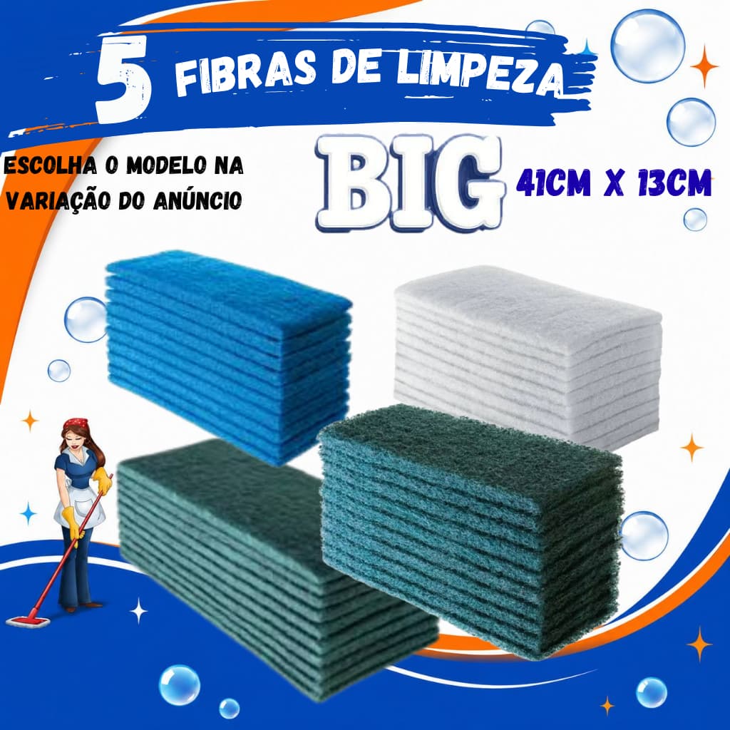 Fibra para limpeza leve 5 peças tamanho BIG 41x13 - Escolha o Modelo