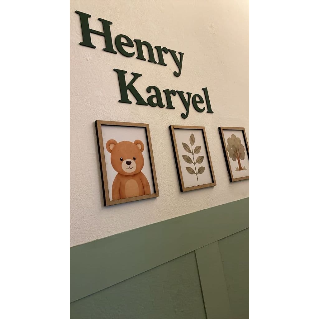 Kit 3 Quadros Decorativos Infantil  + Nome de Bebê Personalizado em MDF
