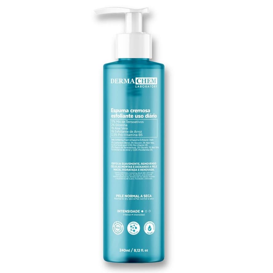 Espuma Cremosa Esfoliante Dermachem 240ml Renovação Suave Pele Macia e Hidratada