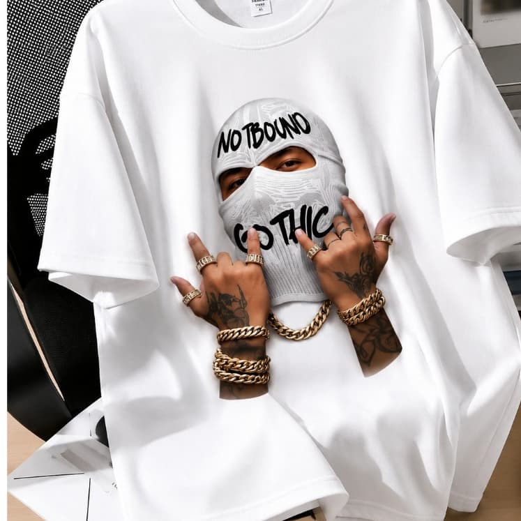 Camiseta Streetwear Masked Style Urban Fashion Estampa Exclusiva Branca