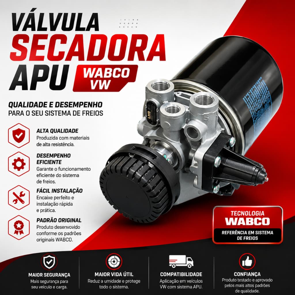 Válvula Secadora Apu Tipo Wabco Vw Compacta Com Filtro e Resistente