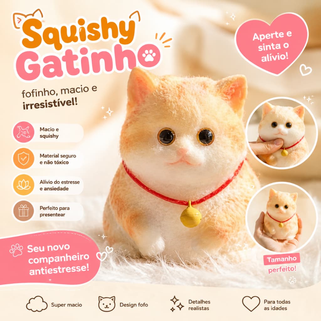 Squishy Gato da Fortuna Brinquedo Alívio Estresse Apertar Bichinho Macio Brinquedo Anti Stress