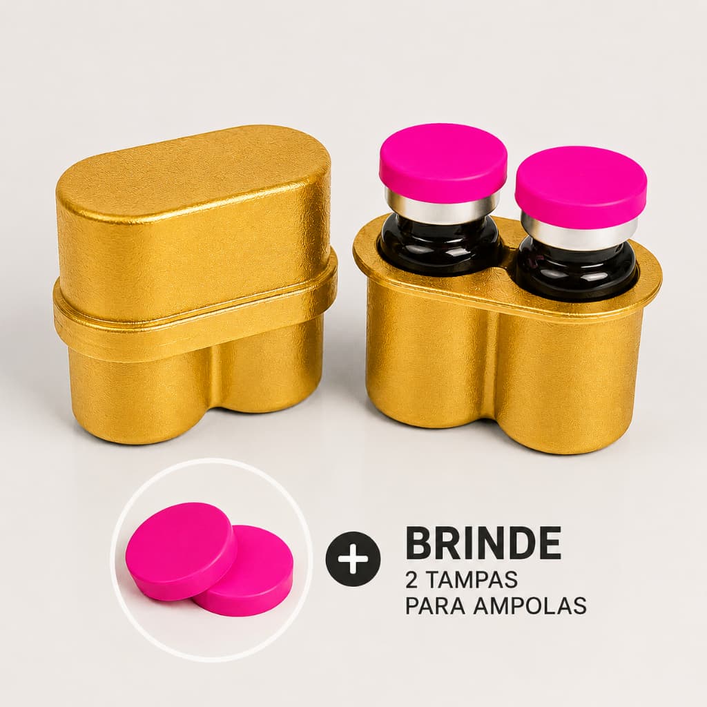 Porta Ampola Duplo 3ml Tirze - Gh + 2 Tampa Brinde - Organizador Compacto e Resistente para 2 Unidades
