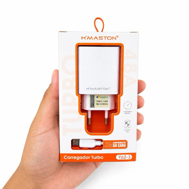 Carregador Rapido Hmaston 4.8A TURBO Fonte Com 2 Saida Usb + Cabo Tipo C