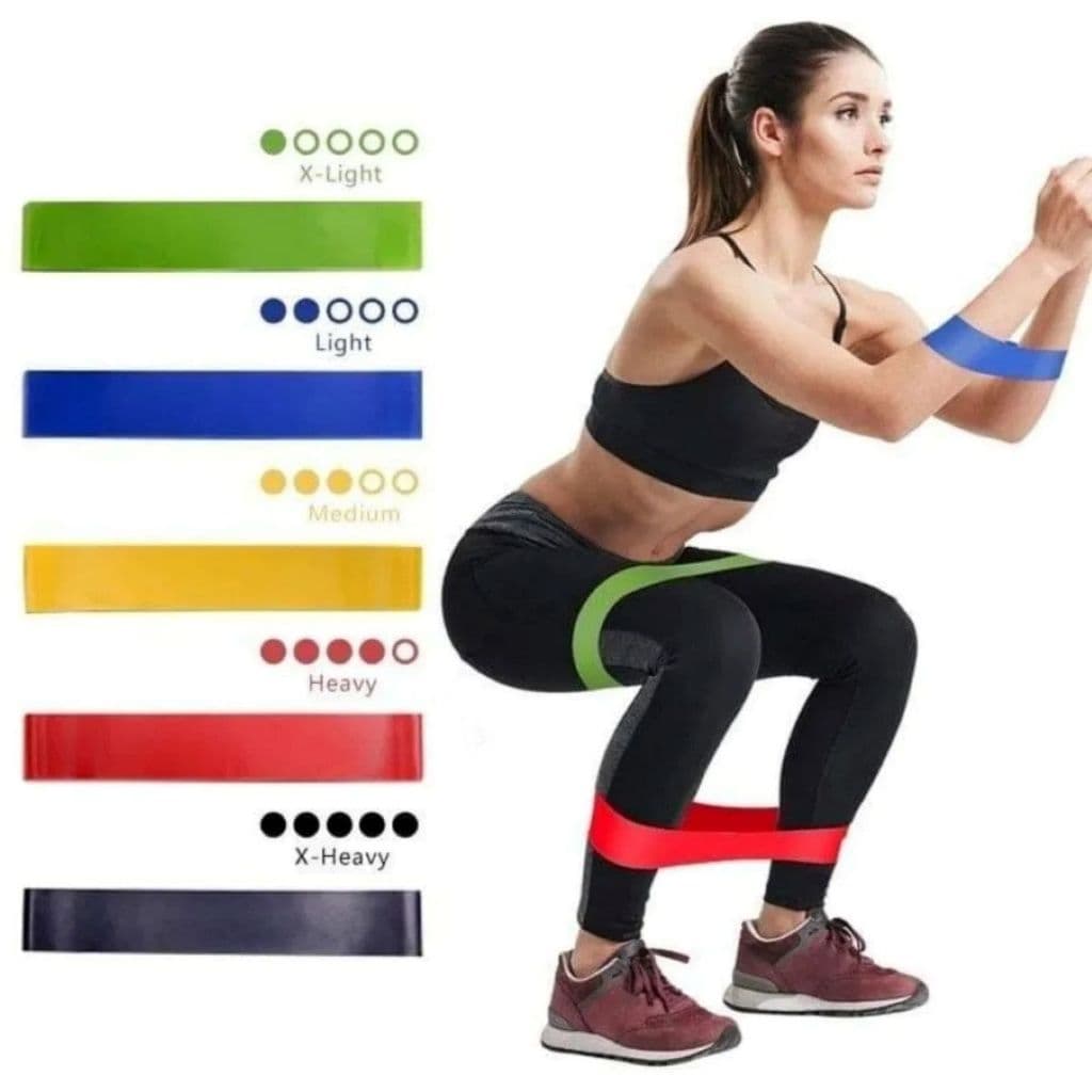 Kit 5 Faixas Elásticas Mini Band Treino Em Casa Musculação Pilates Alongamento Fortalecimento Treino Rápido