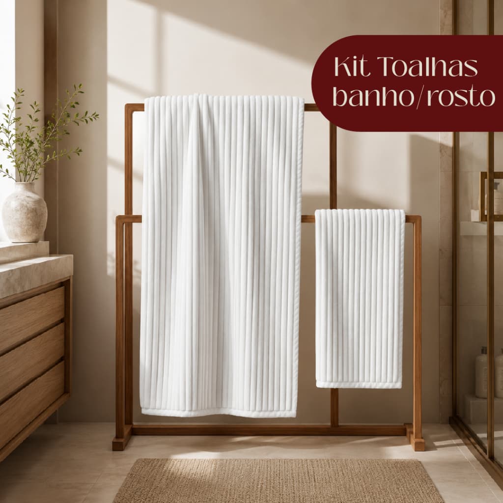 Kit de Toalha de Banho Micro-Fibra Luxo Grande Banho Com Alto Relevo e Maciez