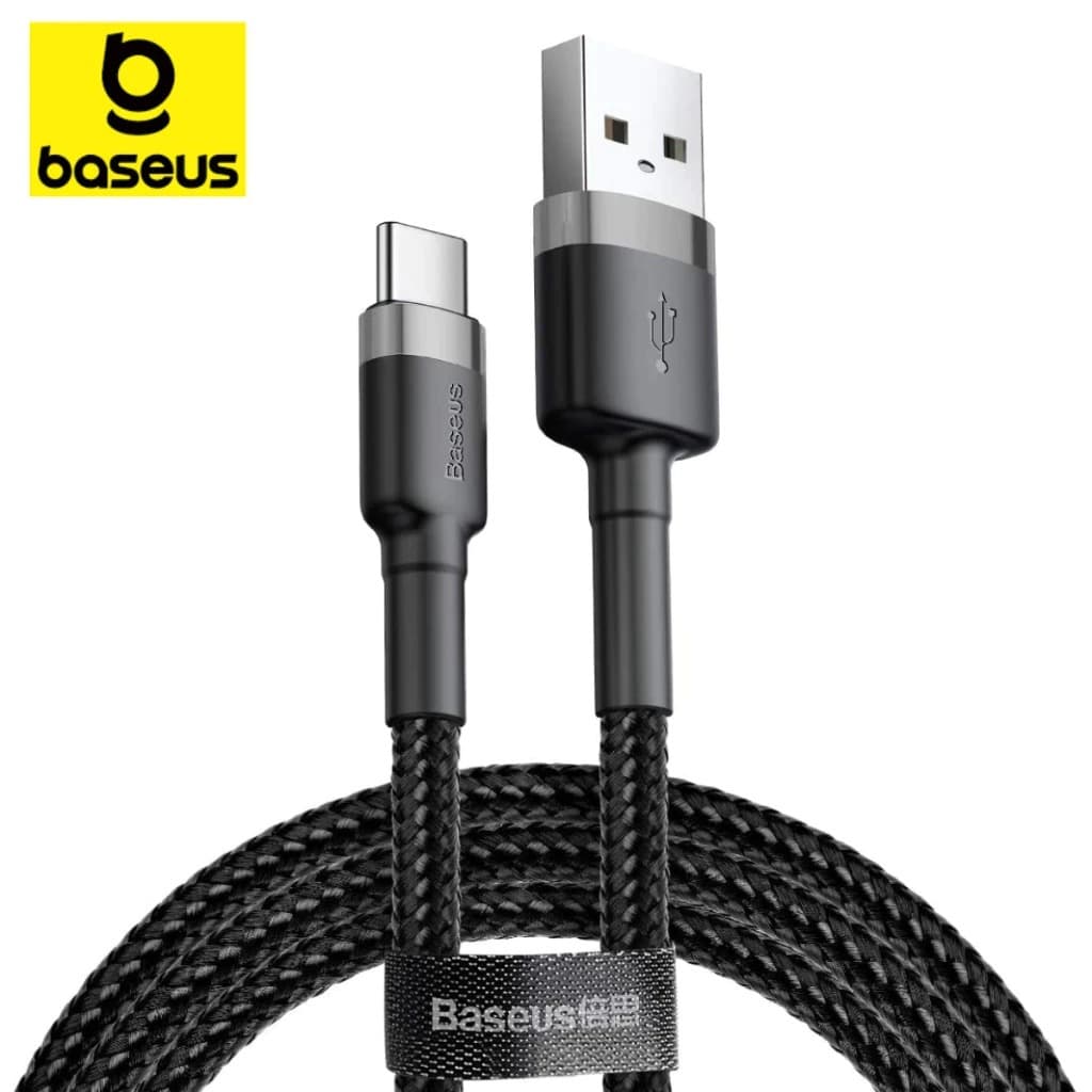 Cabo Carregador Baseus Rapido USB Para Tipo C 1M Cafule Preto Iphone 15 16 Android Fast Charging