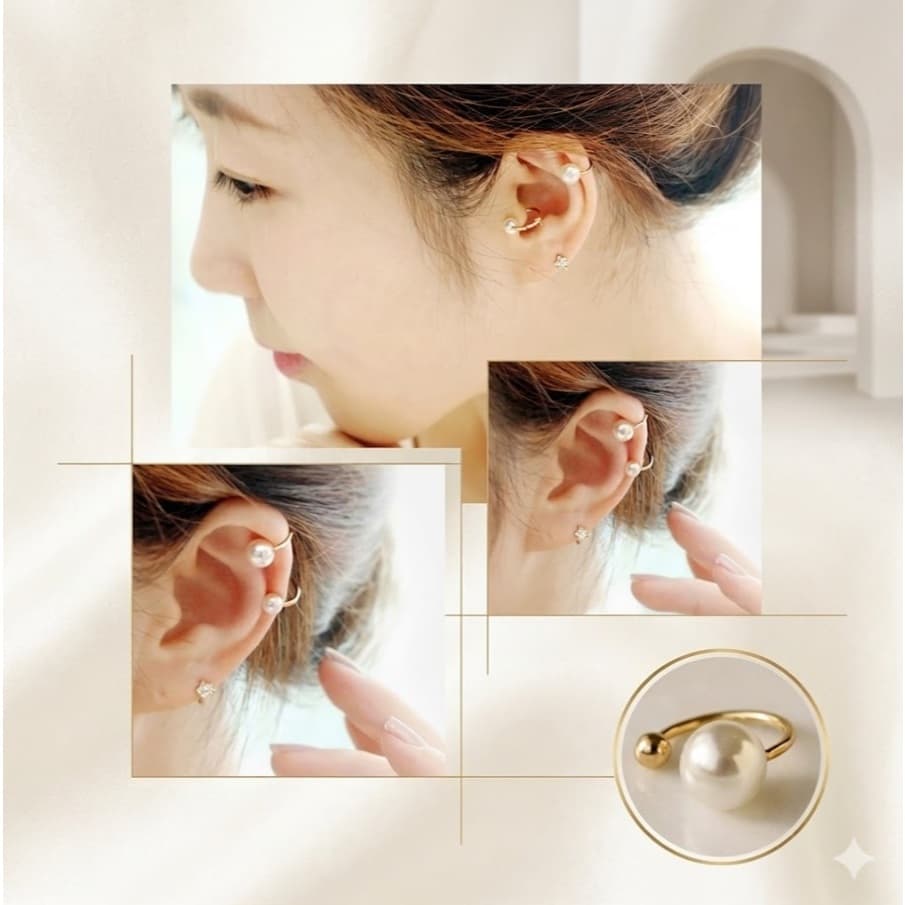 Piercing Auricular Falso Fake Orelha Bolinha Pérola Falsa ~