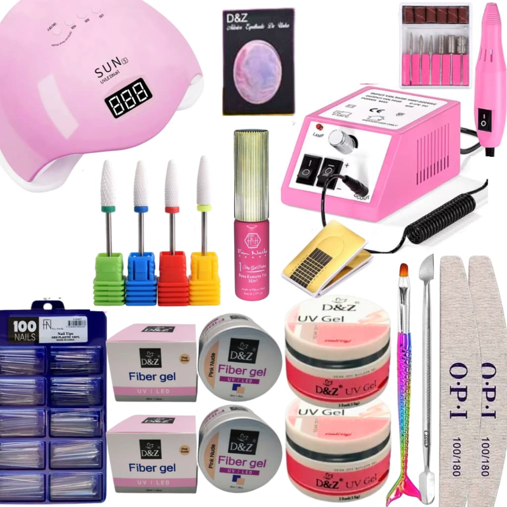 Kit Profissional Unhas Gel com Cabine, Lixadeira Motor Mercedes e Acessórios Completos