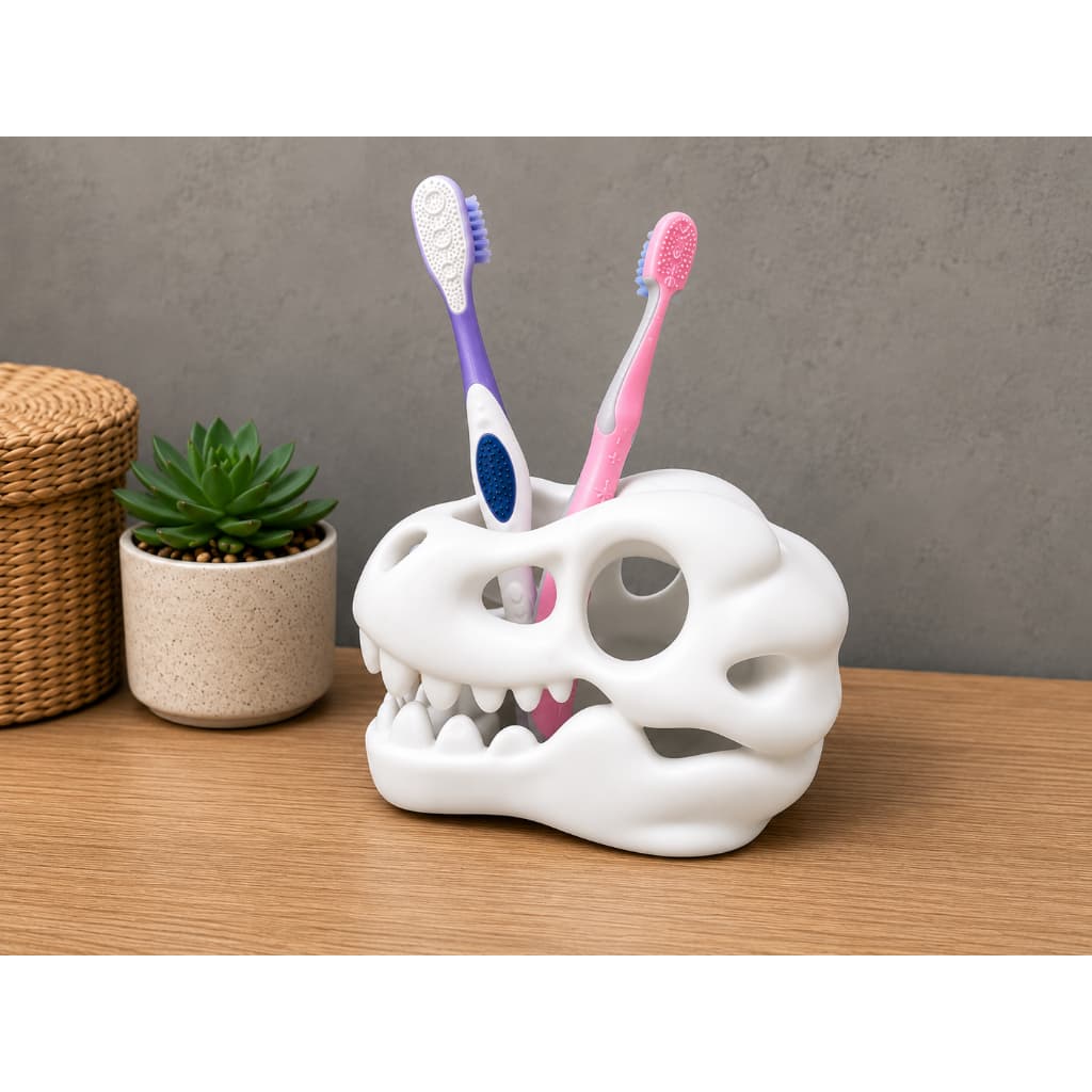 Porta Escovas de Dente Dinossauro - Decorativo Organizador de Banheiro • Impressão 3D