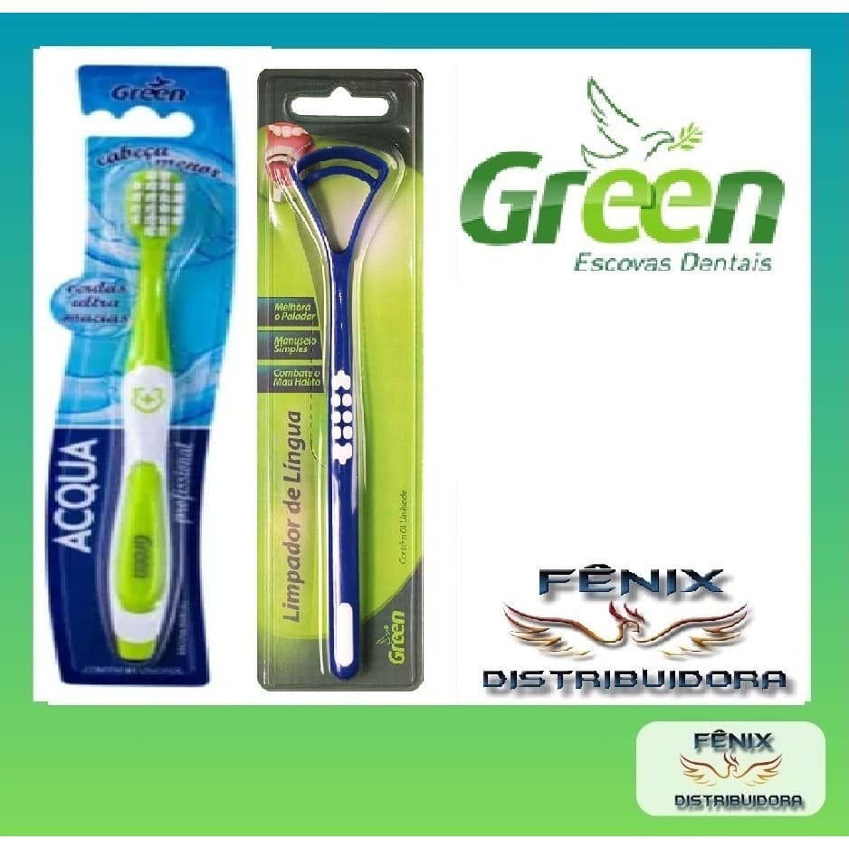 Escova Dental Ultra macia Com Limpador de Lingua green Profissional Original P/ gengivas sensíveis.