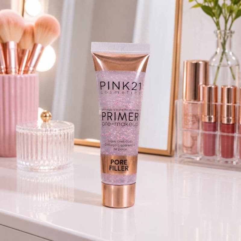 Primer Pré Make- Up Pore Filler Toque Aveludado Disfarça Poros Pink 21 Beleza Maquiagem