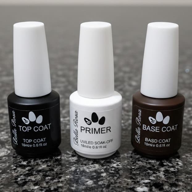 Kit 3 itens Top Coat + Primer + Base coat da Bella Rosa 18 ML - Lançamento da marca
