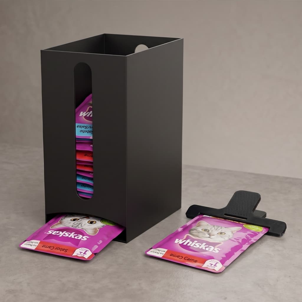 Suporte Porta Sachê Pet + Chave Espremedora Para Gato e Cachorro