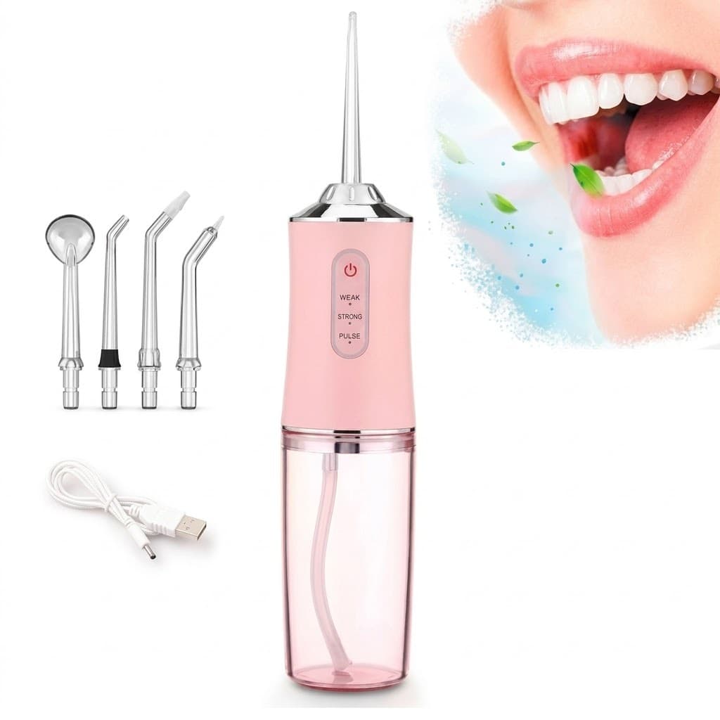Jato D'Agua Limpeza Irrigador Bucal Dental Dentes E Gengival Portatil Recarregavel USB 220ml Bocal