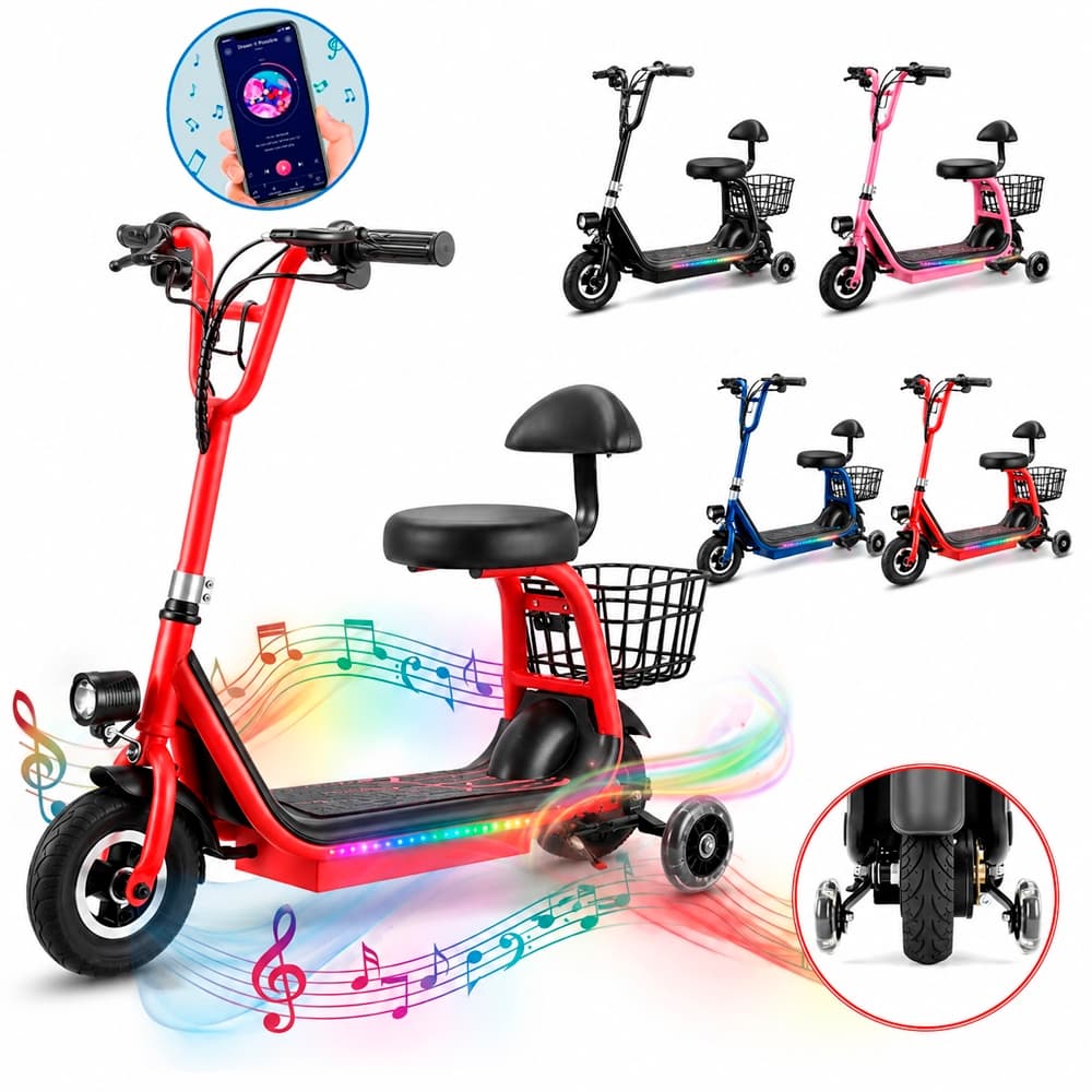 Patinete Elétrico Motorizado Scooter Com Assento 350W 80Kg Autonomia 12Km