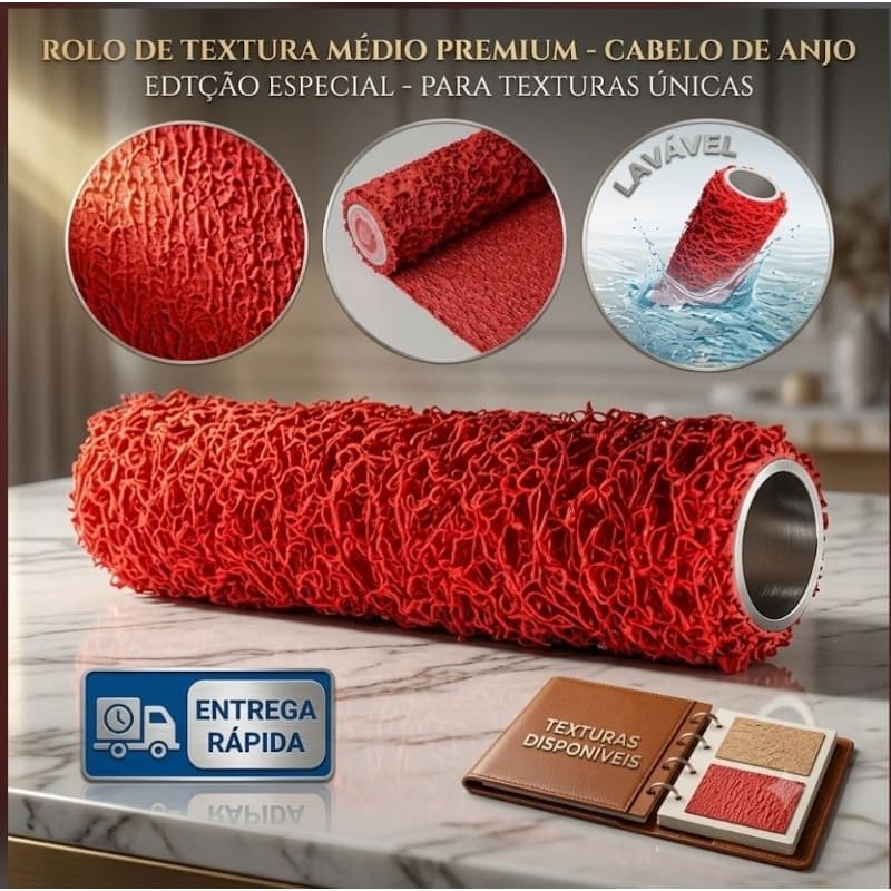 Rolo Textura Cabelinho De Anjo 23cm Premium Ideal Para Massa Rolada E Texturas ENVIO IMEDIATO