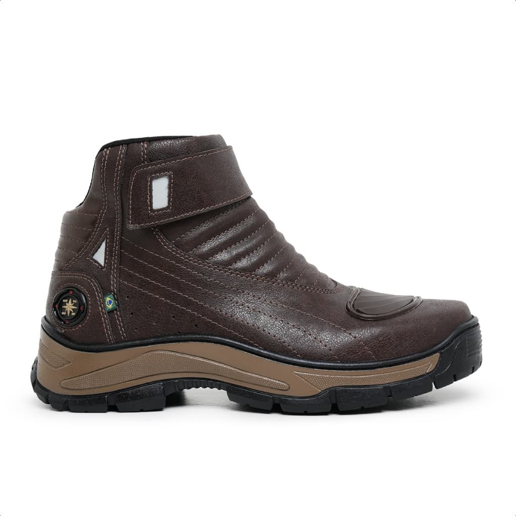 Bota Masculina Coturno Masculino Estilo Motociclista Bota Adventure Solado Costurado Detalhe Refletivo